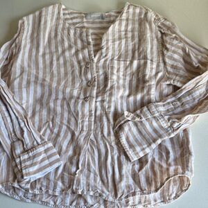 Everlane White and Blue Long Sleeve Button Down Shirt